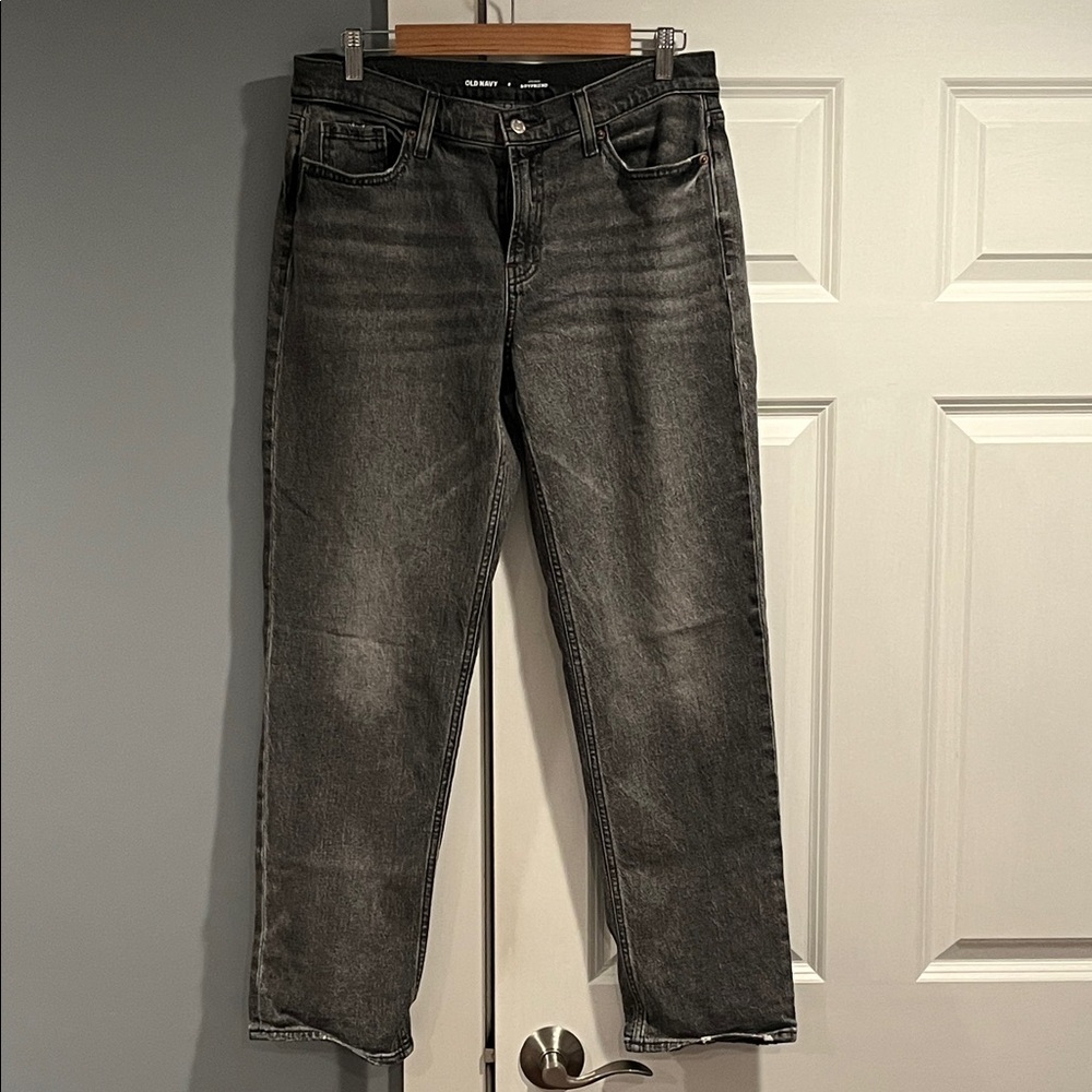 Old Navy Women's Boyfriend mi-rise Jeans - dark grey